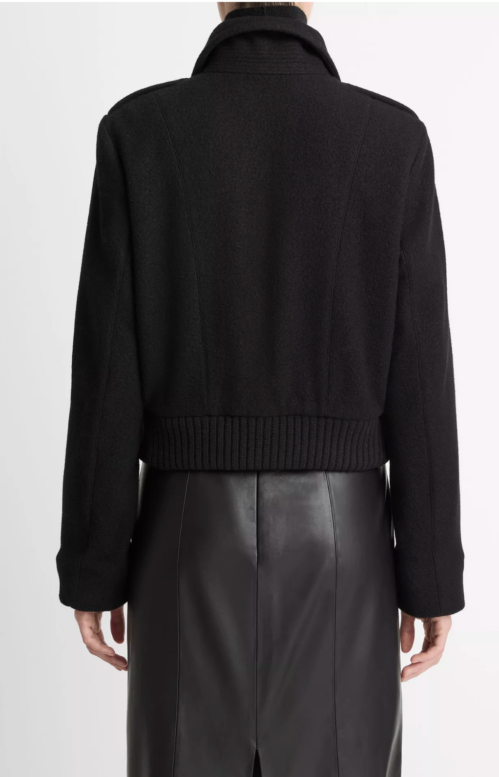 Italian Wool-Blend Cropped Jacket-Clothing-Vince-Black-XXS-Mercantile Portland
