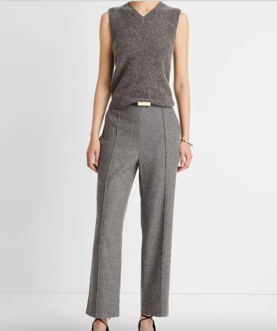 Italian Wool-Blend Easy Pull-On Pant-Clothing-Vince-Medium Heather Grey-XXS-Mercantile Portland