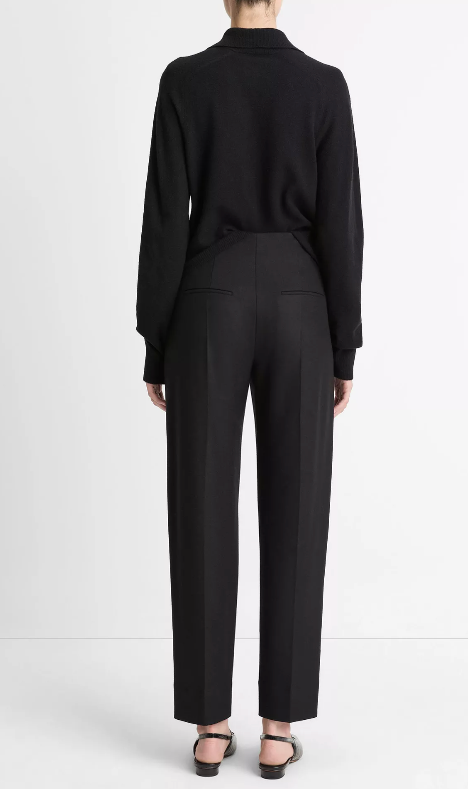 Italian Wool-Blend High-Waist Carrot-Leg Trouser-Clothing-Vince-Black-00-Mercantile Portland