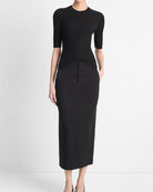 Italian Wool-Blend Snap Elbow-Sleeve Top-Clothing-Vince-Black-XXS-Mercantile Portland