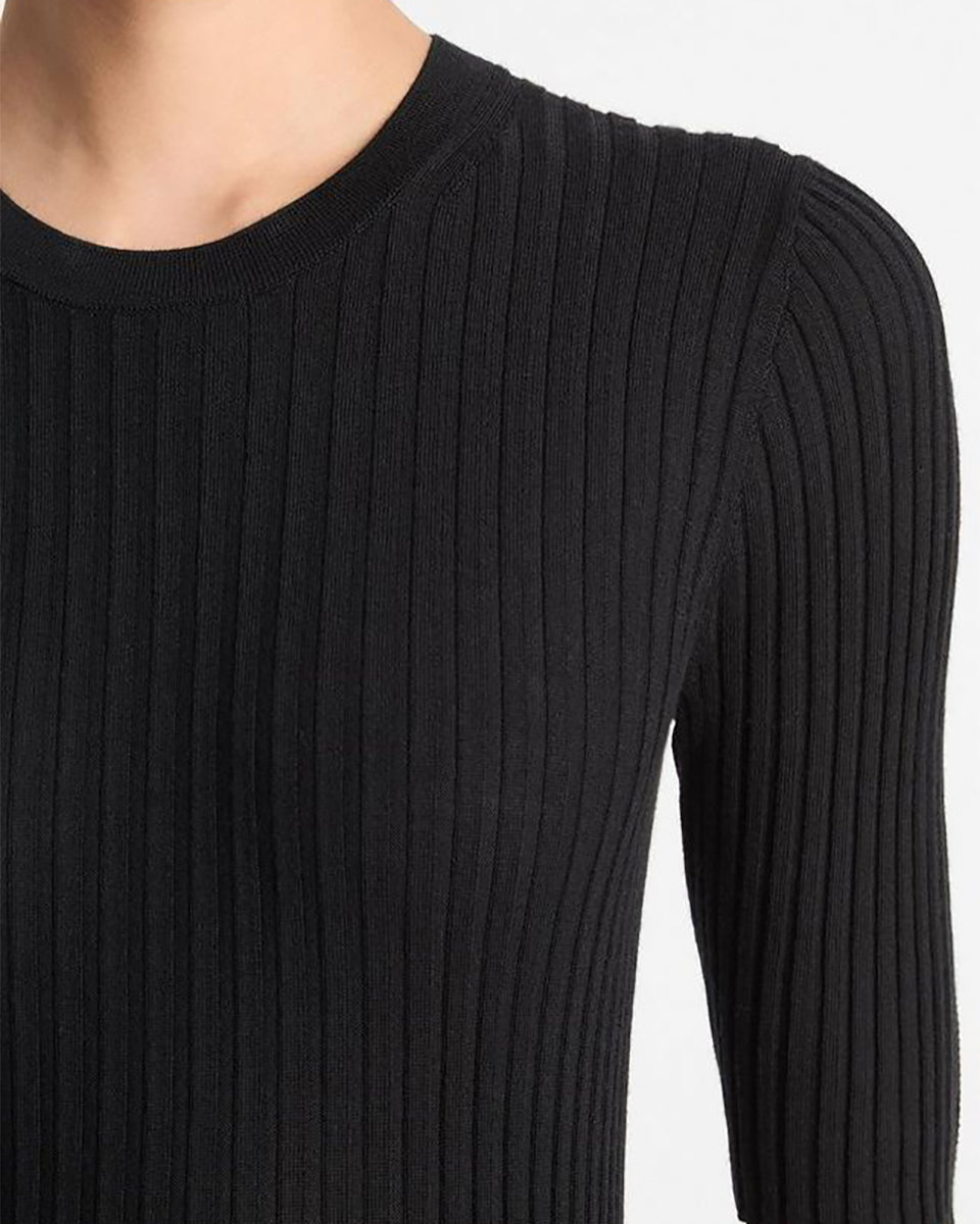 Italian Wool-Blend Snap Elbow-Sleeve Top-Clothing-Vince-Black-XXS-Mercantile Portland