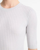 Italian Wool-Blend Snap Elbow-Sleeve Top-Tops-Vince-Off White/Salt Glass-XXS-Mercantile Portland