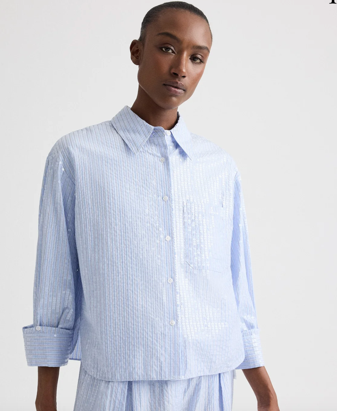 J.D. Shirt in Micro Triple Stripe-Clothing-TWP-Blue midnight-M-Mercantile Portland