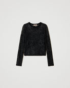 Jacquard Jumper with Lace Effect-Tops-Twinset-Black-XS-Mercantile Portland