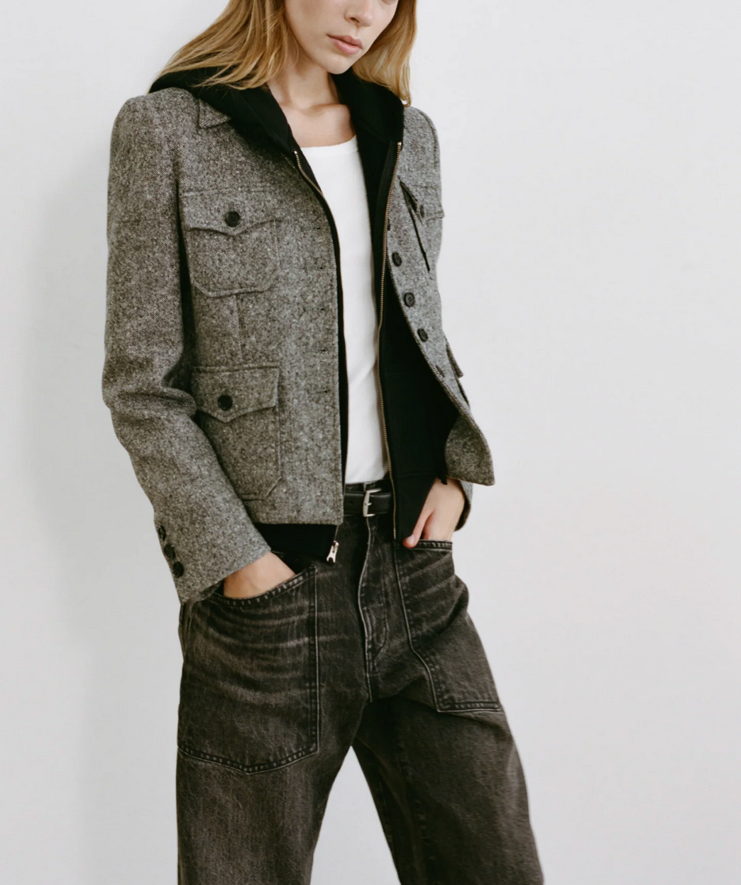 Jamison Jacket in Black Donegal-Jackets-Nili Lotan-Black Donegal-2-Mercantile Portland