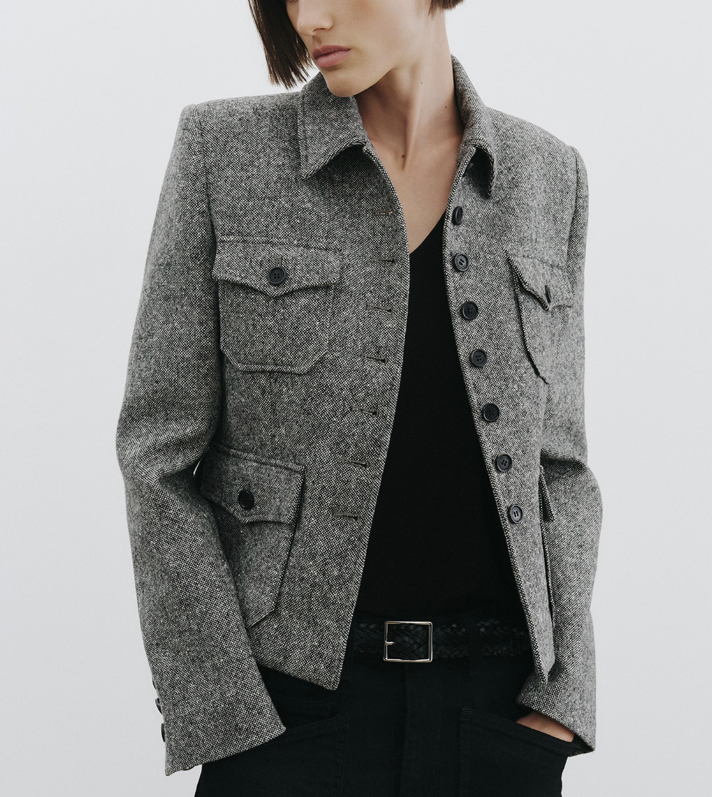 Jamison Jacket in Black Donegal-Jackets-Nili Lotan-Black Donegal-2-Mercantile Portland