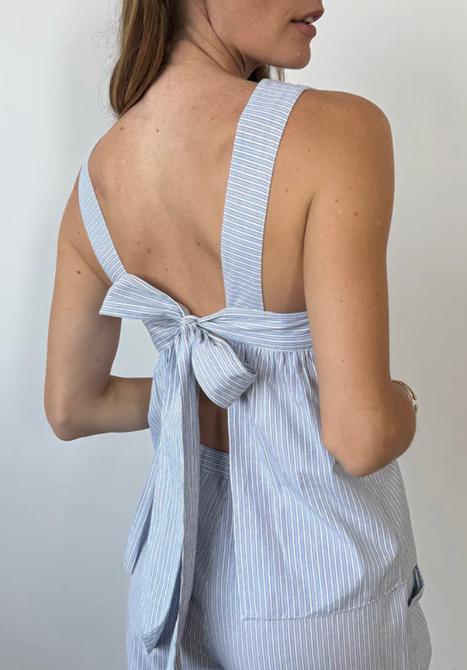 Javi Stripe Top-Tops-Ciao Lucia-Blue Stripe-XXS-Mercantile Portland