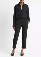Jewel Collar Point Collar Crepe Shirt-Clothing-Vince-Black-XXS-Mercantile Portland
