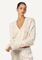 Jolie Cashmere V-Neck Cropped Cable Cardigan-Clothing-Sablyn-Gardenia-XS-Mercantile Portland