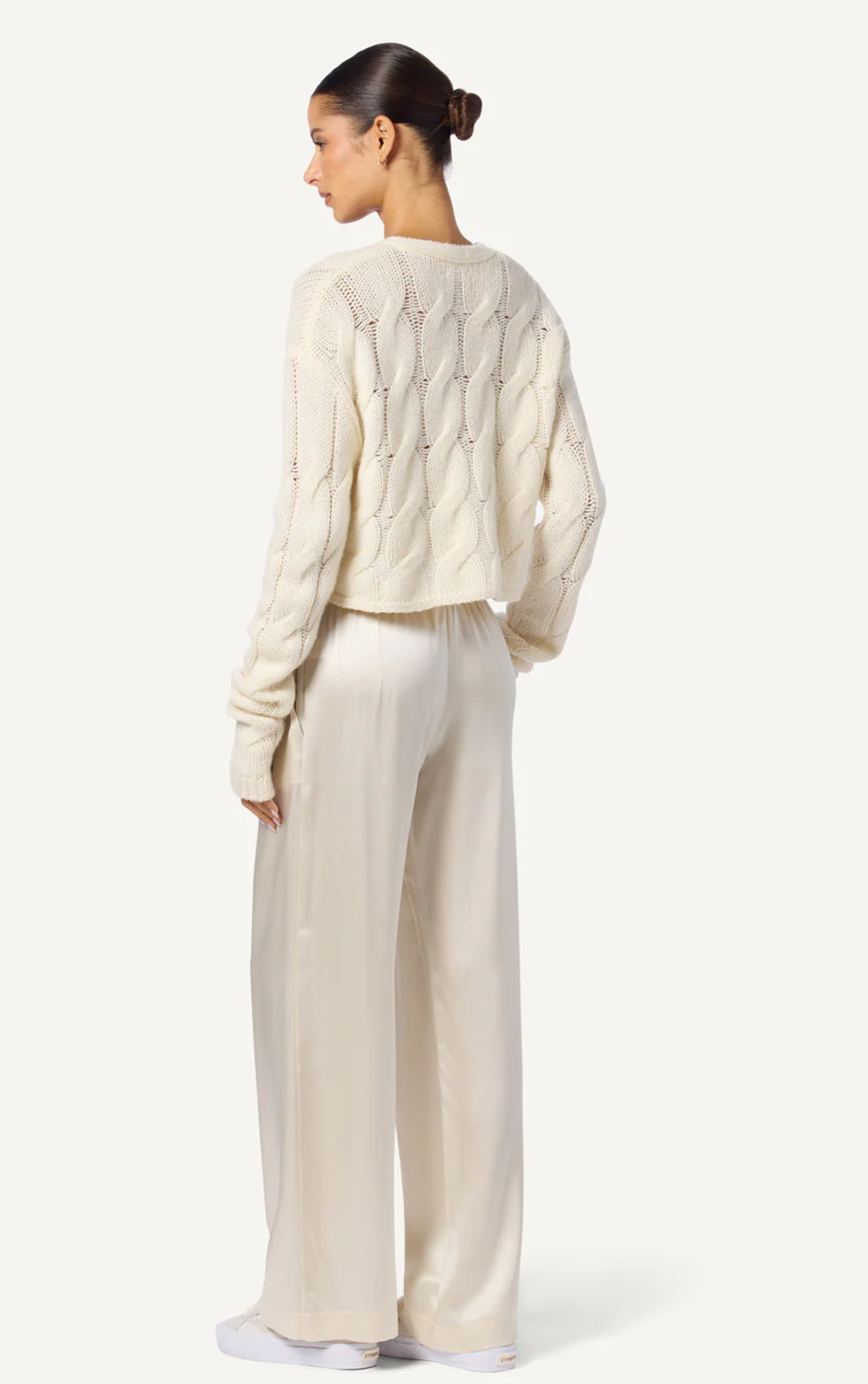 Jolie Cashmere V-Neck Cropped Cable Cardigan-Clothing-Sablyn-Gardenia-XS-Mercantile Portland