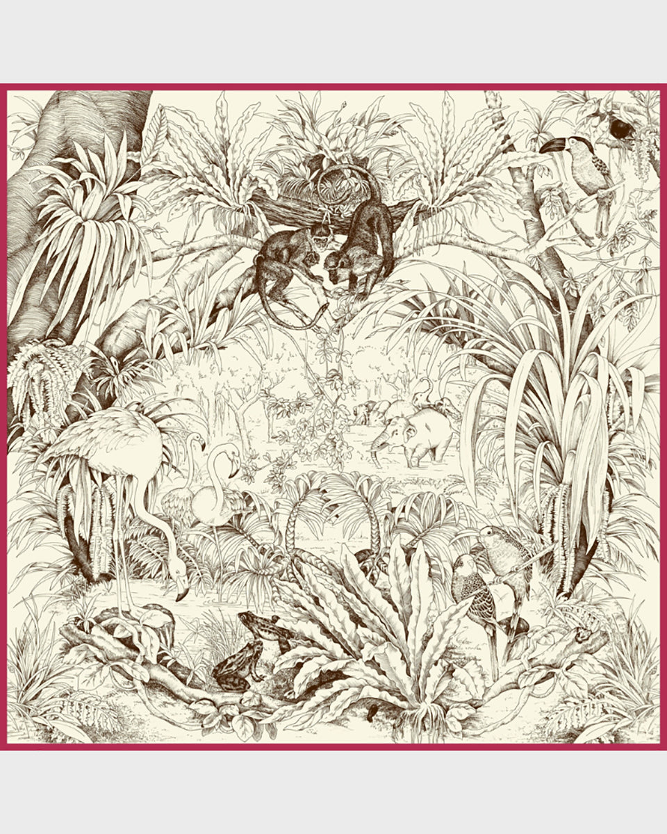 Jungle Cashmere Printed Scarf – Ivory-Scarves-Rani Arabella-OS-Mercantile Portland