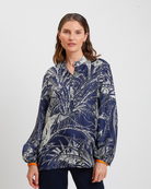 Jungle Silk Shirt-Shirts-Rani Arabella-Navy-XS-Mercantile Portland