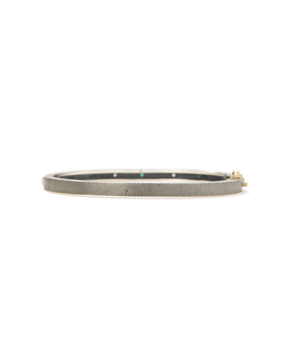 Junia 4mm Sterling Silver Yellow Gold Bezel Emerald Bangle-Jewelry-Rene Escobar-Mercantile Portland