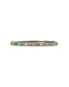 Junia 4mm Sterling Silver Yellow Gold Bezel Emerald Bangle-Jewelry-Rene Escobar-Mercantile Portland