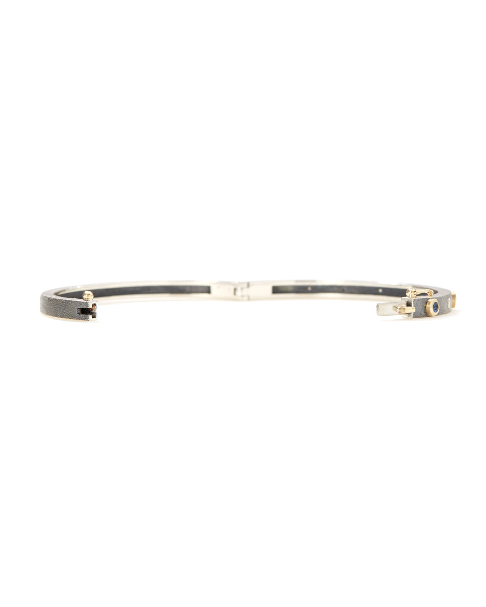 Junia 4mm Sterling Silver Yellow Gold Bezel Sapphire Bangle-Accessories-Rene Escobar-Mercantile Portland