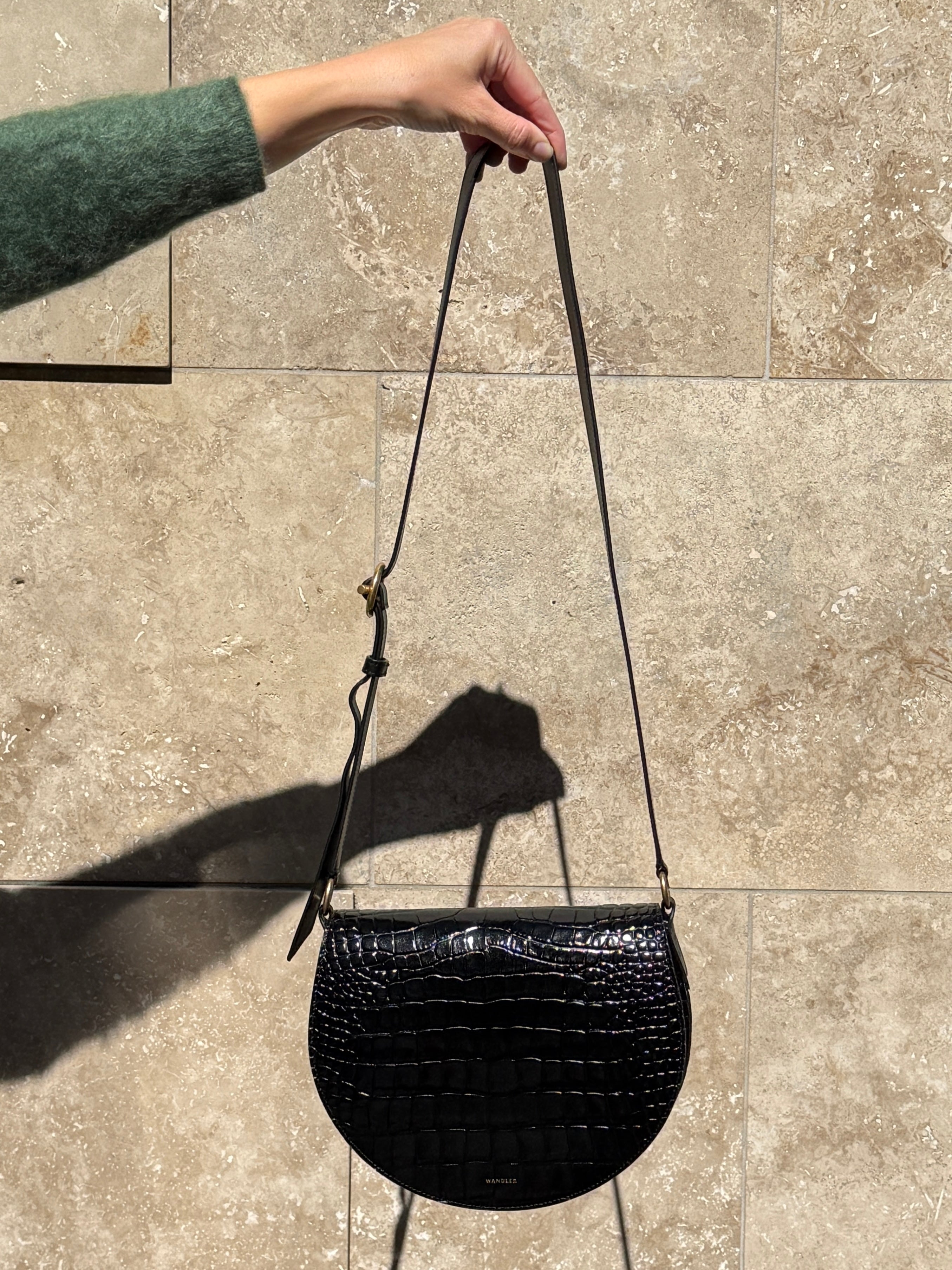 Kate Saddle Bag-Accessories-Wandler-Black Croc-OS-Mercantile Portland