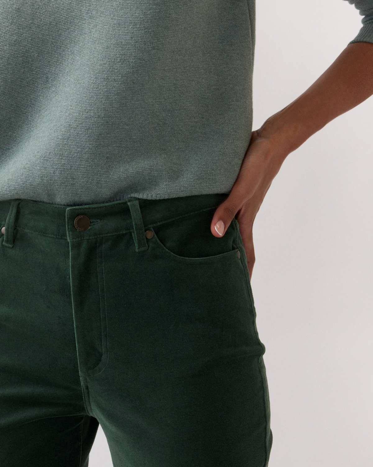 Kendall 5-Pocket Jean in Stretch Velvet-Pants-Mashburn-Spruce-24-Mercantile Portland