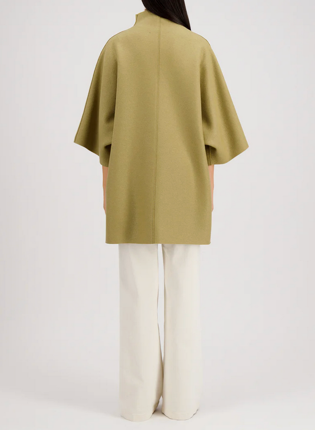 Kimono Mantle in Light Olive-Clothing-Harris Wharf-Light Olive-38-Mercantile Portland