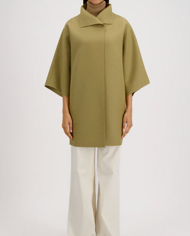 Kimono Mantle in Light Olive-Clothing-Harris Wharf-Light Olive-38-Mercantile Portland