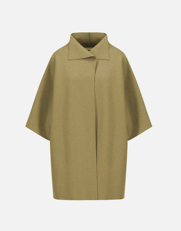 Kimono Mantle in Light Olive-Clothing-Harris Wharf-Light Olive-38-Mercantile Portland