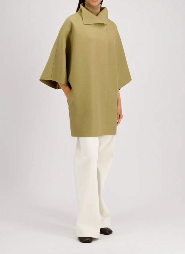 Kimono Mantle in Light Olive-Clothing-Harris Wharf-Light Olive-38-Mercantile Portland