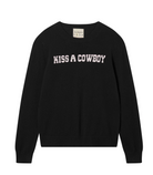 "Kiss a Cowboy" Crew Sweater in Black-Sweaters-Jumper 1234-Black-1-Mercantile Portland