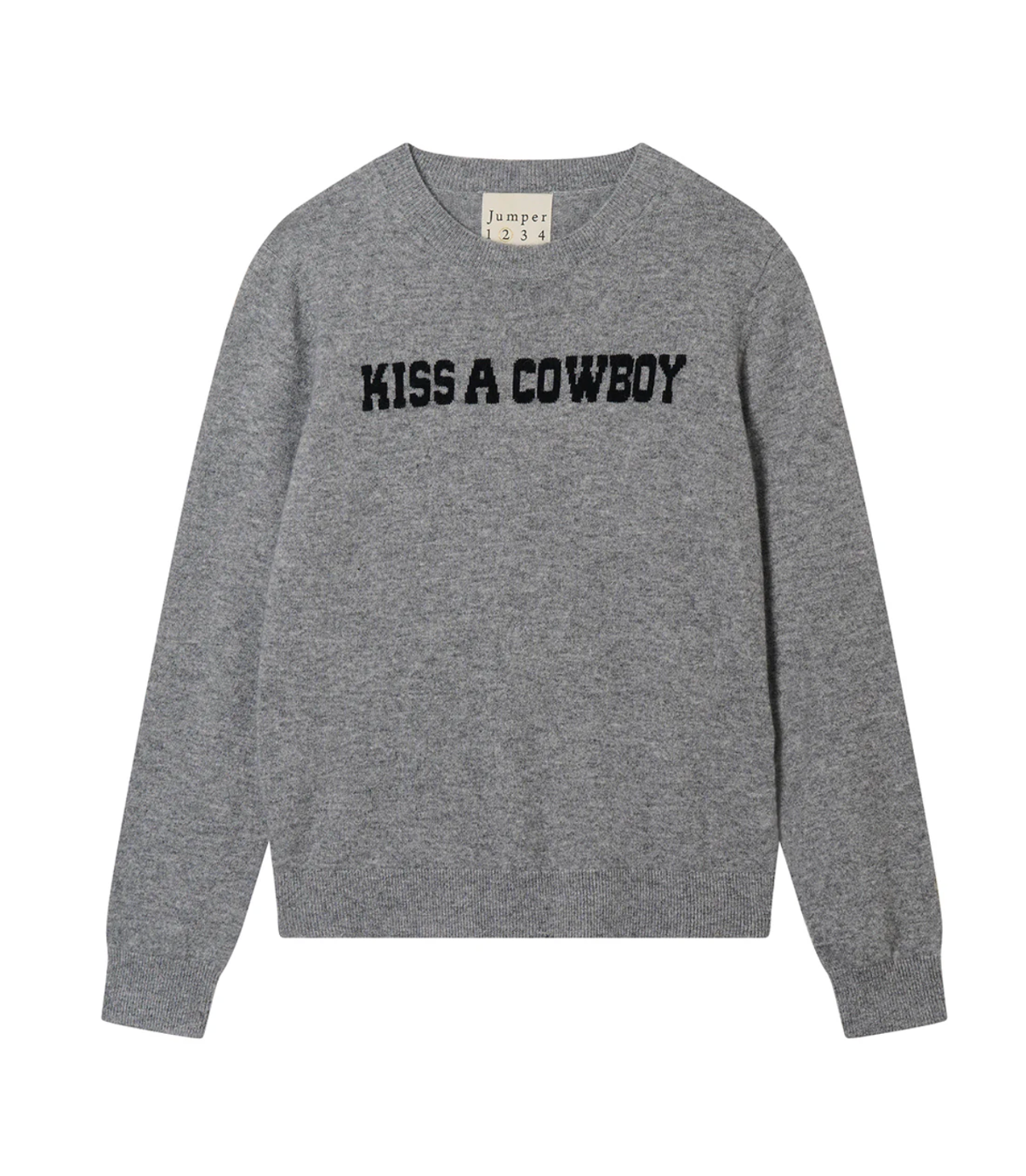 "Kiss a Cowboy" Crew Sweater in Cloudy-Clothing-Jumper 1234-Cloudy-1-Mercantile Portland