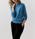 Kit Cashmere Crew in Heather Cerulean-Sweaters-Mashburn-Heather Cerulean-XS-Mercantile Portland