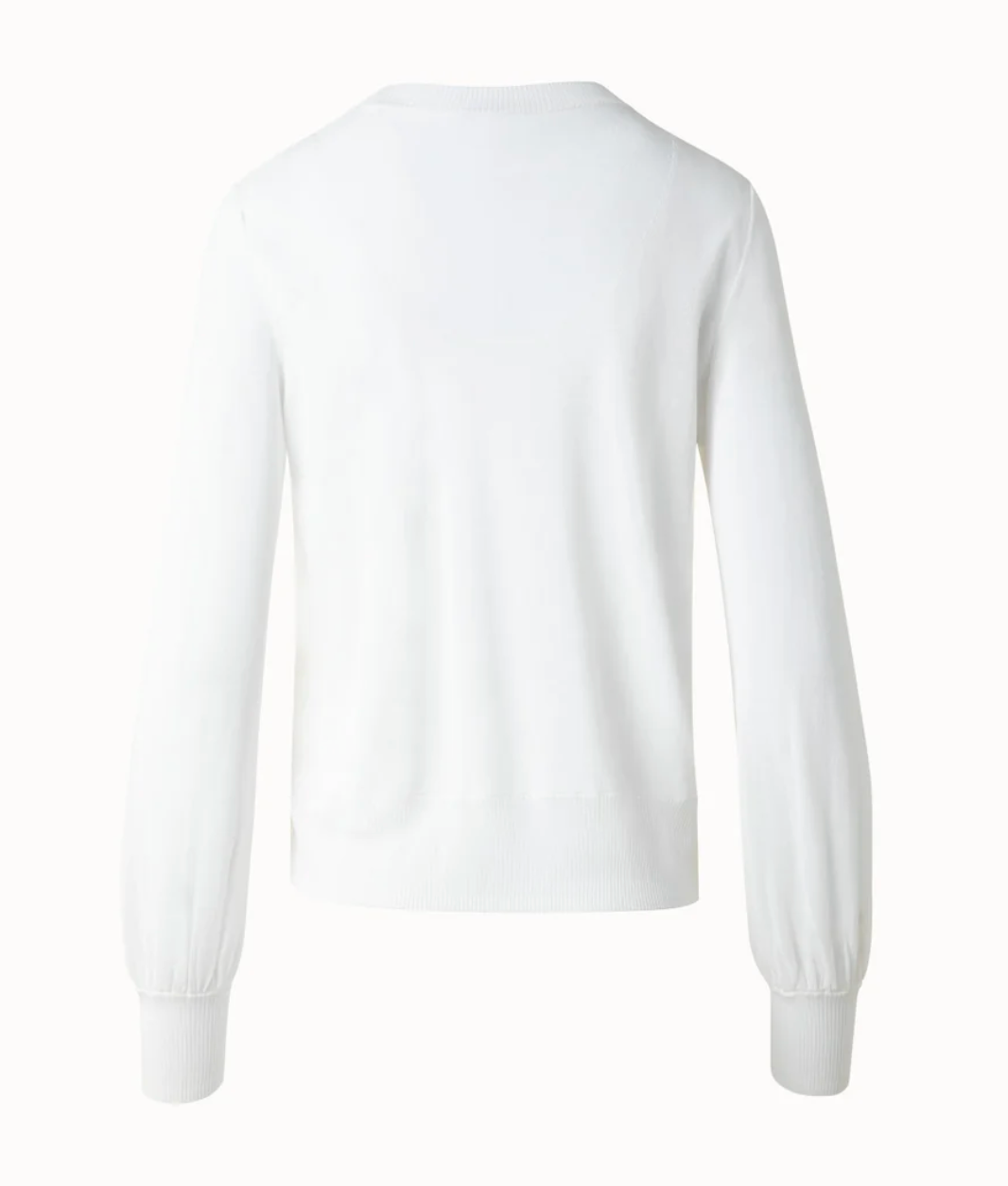 Knit Sweater with Sheer Neckline and Sleeves-Sweaters-Akris Punto-2-Cream-Mercantile Portland