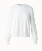 Knit Sweater with Sheer Neckline and Sleeves-Sweaters-Akris Punto-2-Cream-Mercantile Portland