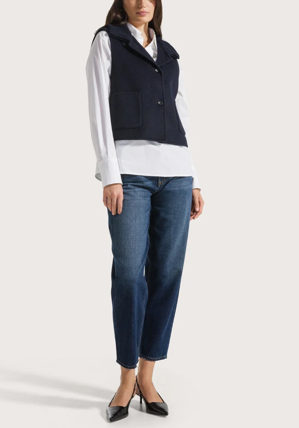 Knit Vest in Navy-Jackets-SEVENTY-Navy-XS-Mercantile Portland