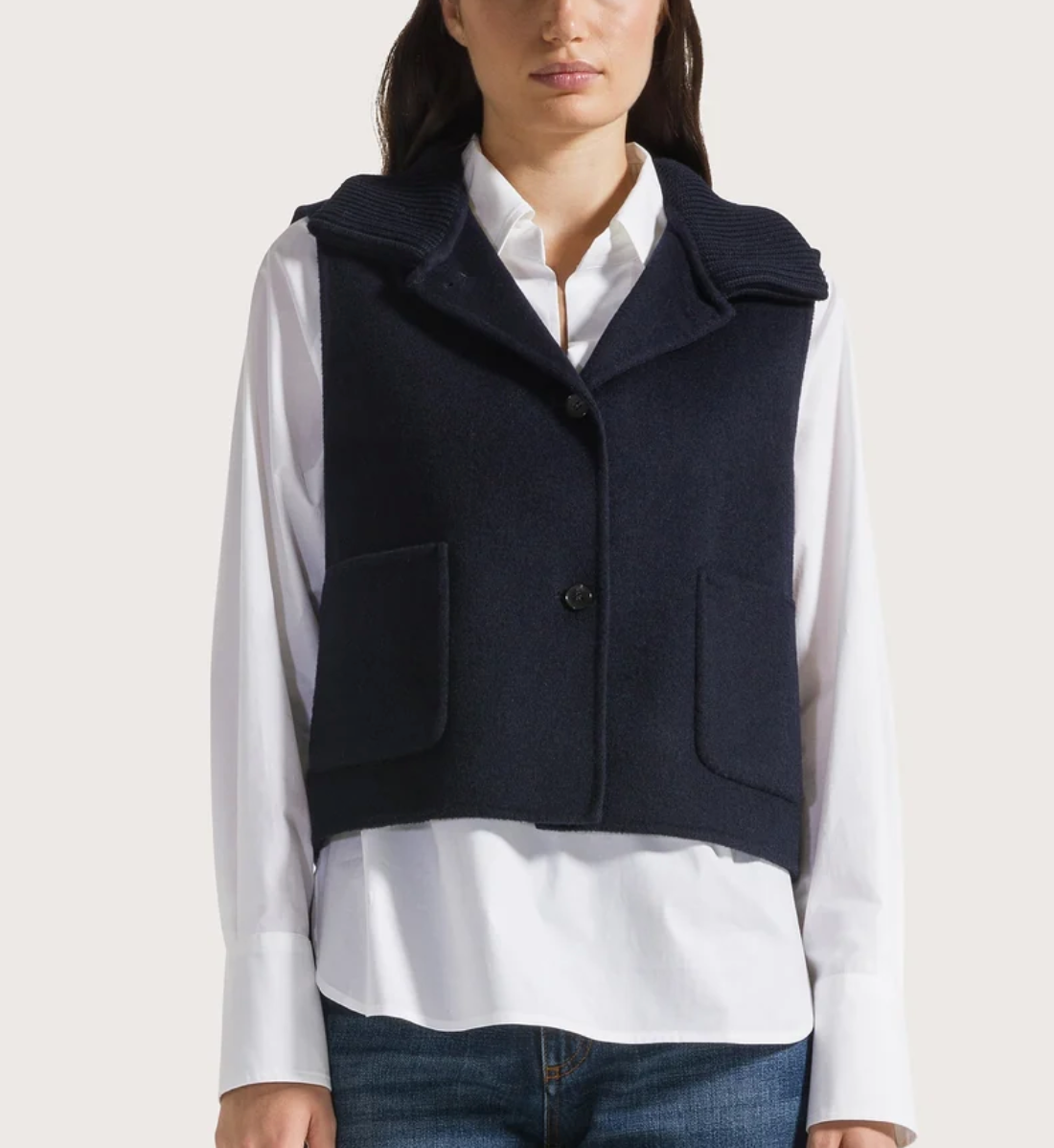 Knit Vest in Navy-Jackets-SEVENTY-Navy-XS-Mercantile Portland