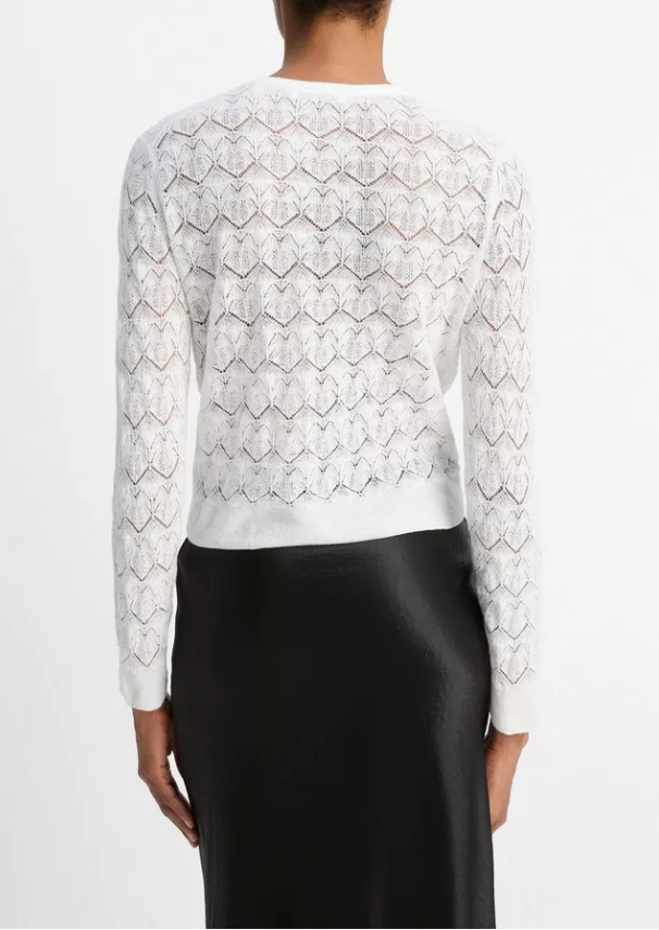 Lace Stitch Cardigan-Clothing-Vince-Optic White-S-Mercantile Portland