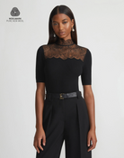 Lace Trim Sweater-Clothing-Lafayette 148-Black-XS-Mercantile Portland