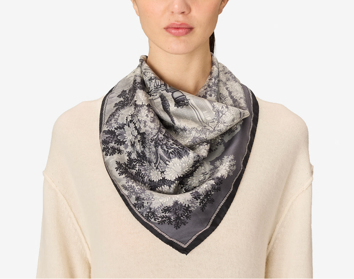 Lake Como Silk Scarf-Scarves and Wraps-Inoui Editions-Grey-OS-Mercantile Portland