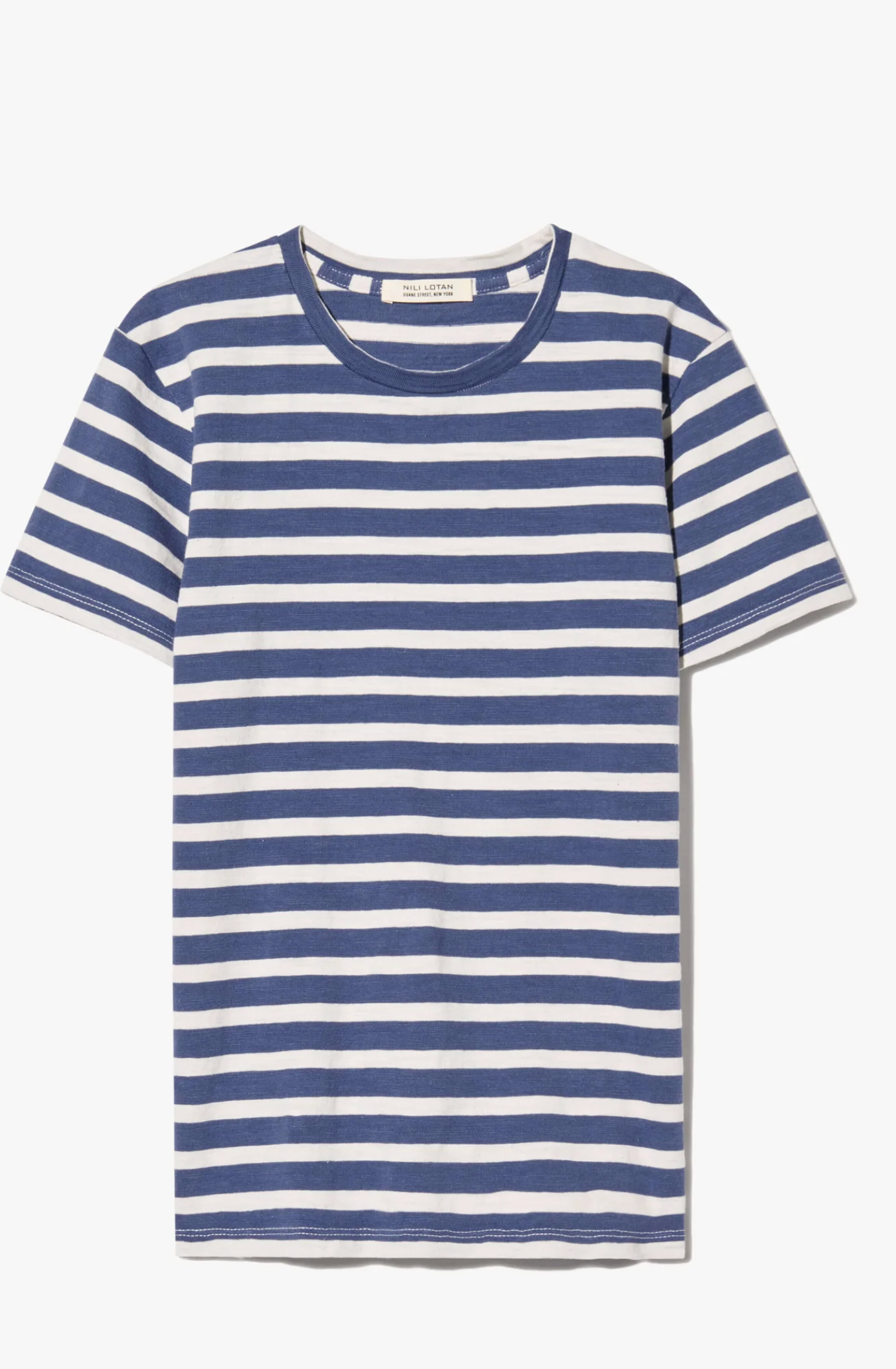 Lana Crewneck Striped Tee-Clothing-Nili Lotan-XS-French Blue/Off White Stripe-Mercantile Portland
