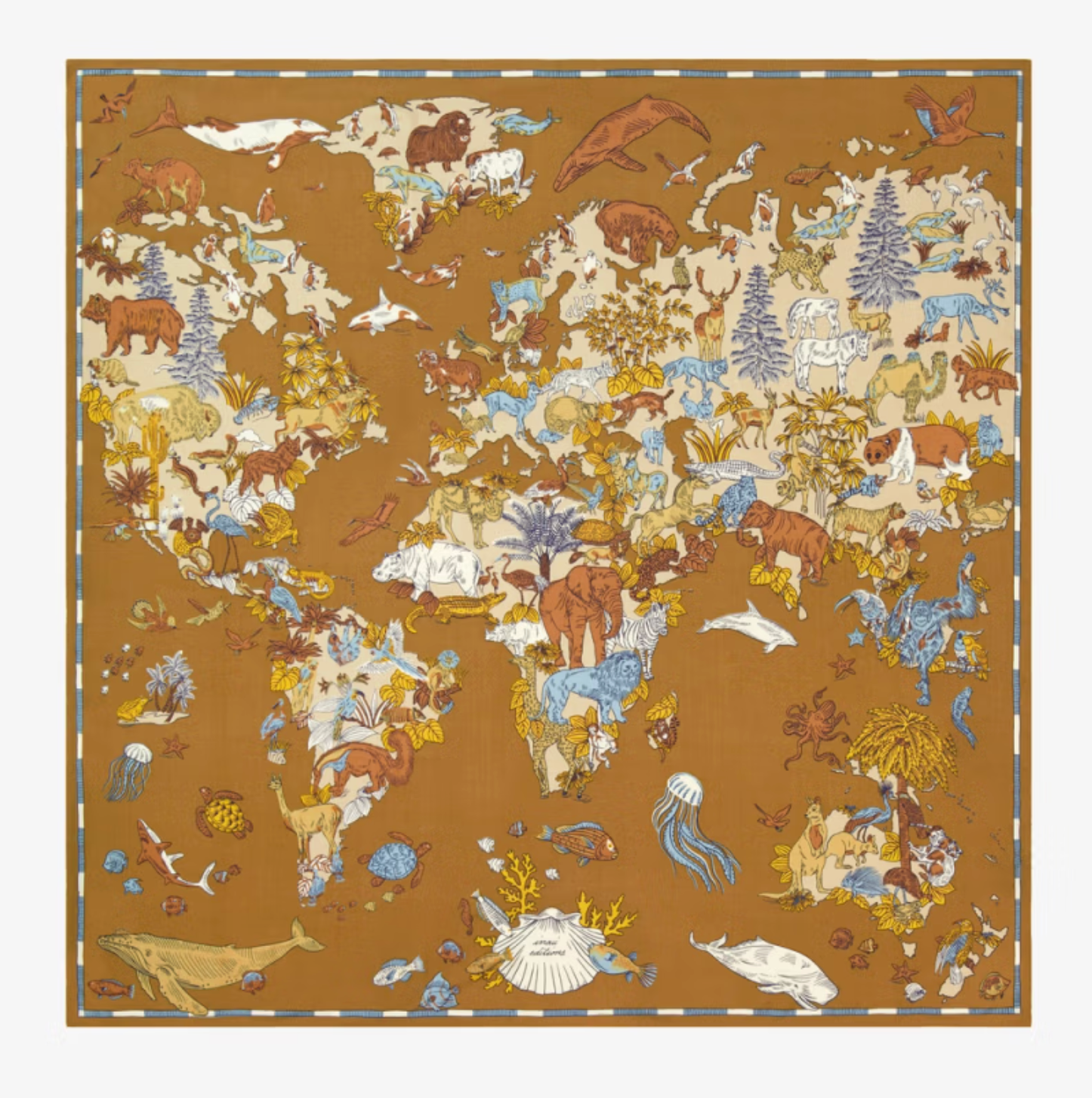Large Square Atlas Scarf in Beige Print-Scarves and Wraps-Inoui Editions-Beige-OS-Mercantile Portland