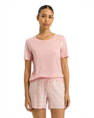 Laura Short Sleeve Short Pajama Set-Sleepwear-Hanro-Coral Stripe-XS-Mercantile Portland