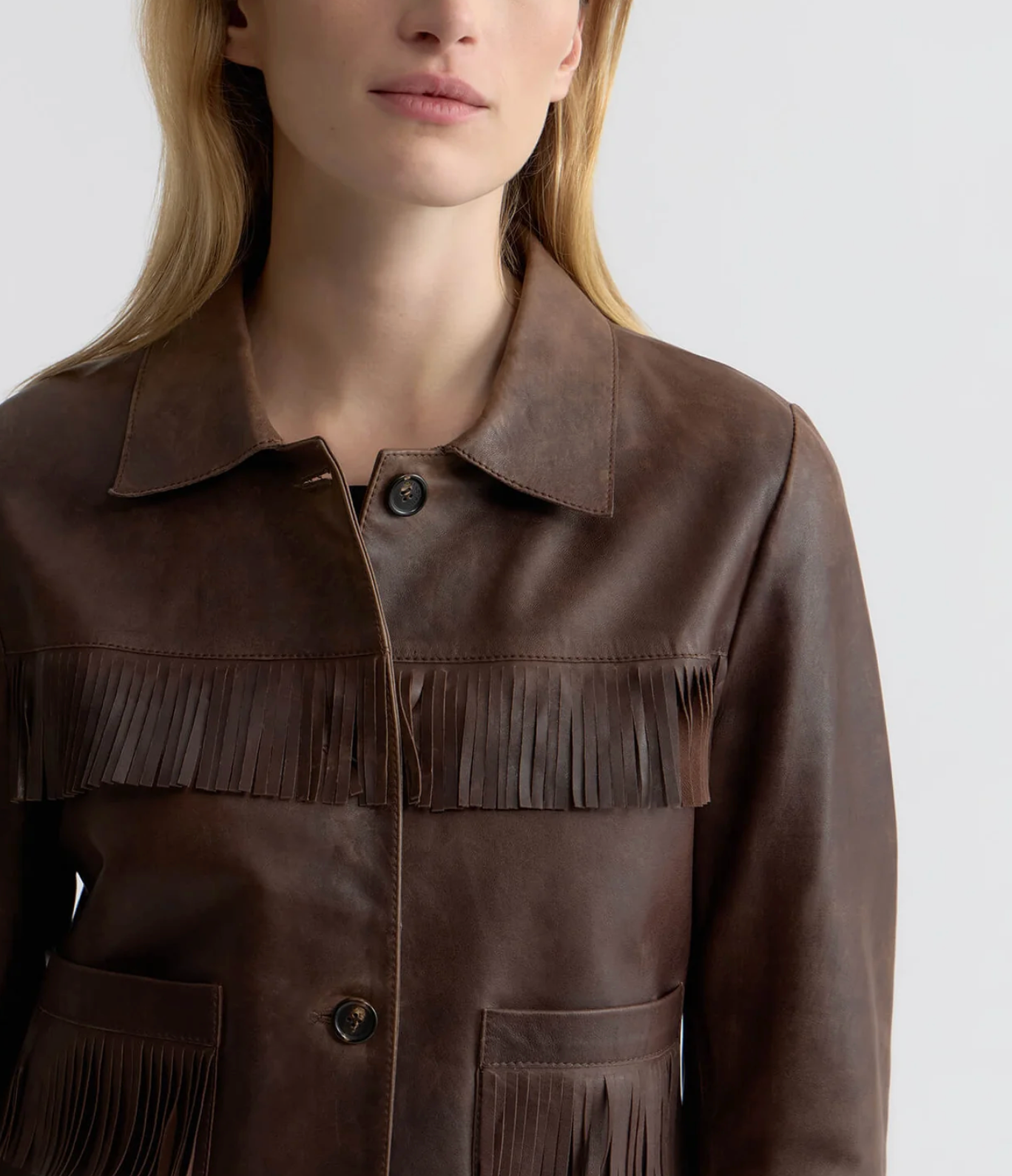 Lazare Fringe Leather Jacket-Jackets-Nili Lotan-Dark Brown-XS-Mercantile Portland