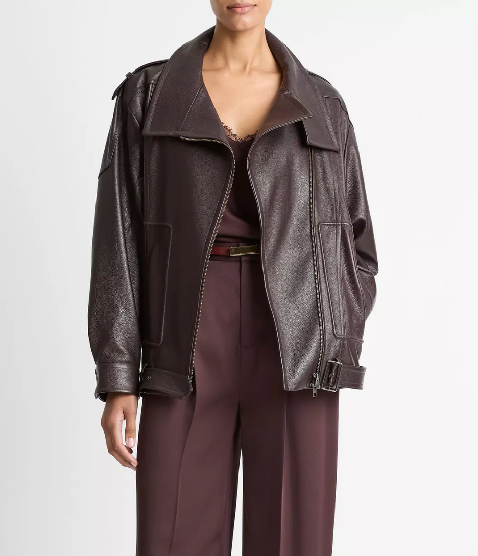 Leather Oversized Biker Jacket-Clothing-Vince-Dark Fig-XS-Mercantile Portland