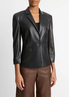 Leather Shrunken Blazer-Clothing-Vince-Black-00-Mercantile Portland