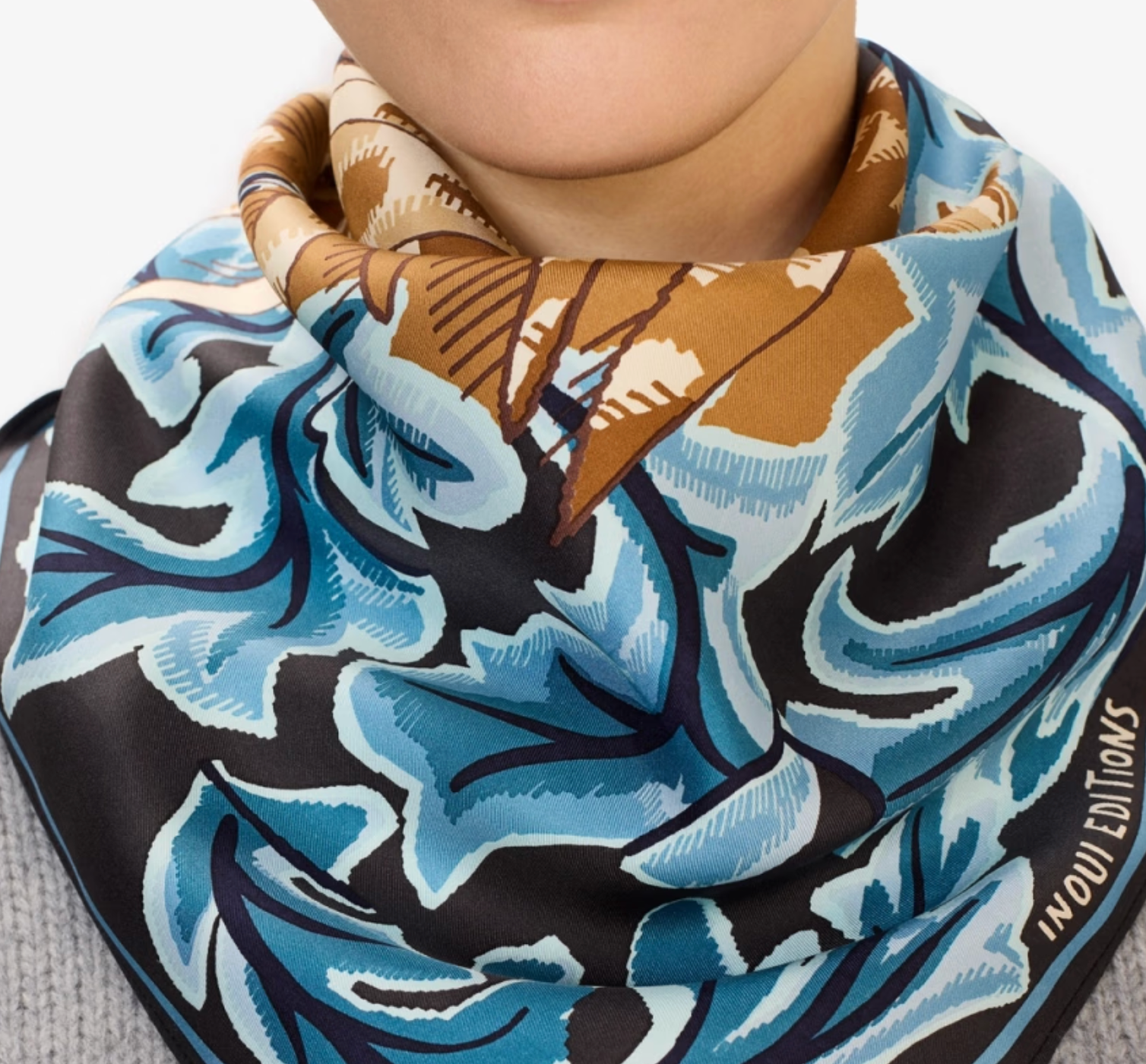 Leonard Square Scarf in Blue-Scarves and Wraps-Inoui Editions-Blue-OS-Mercantile Portland