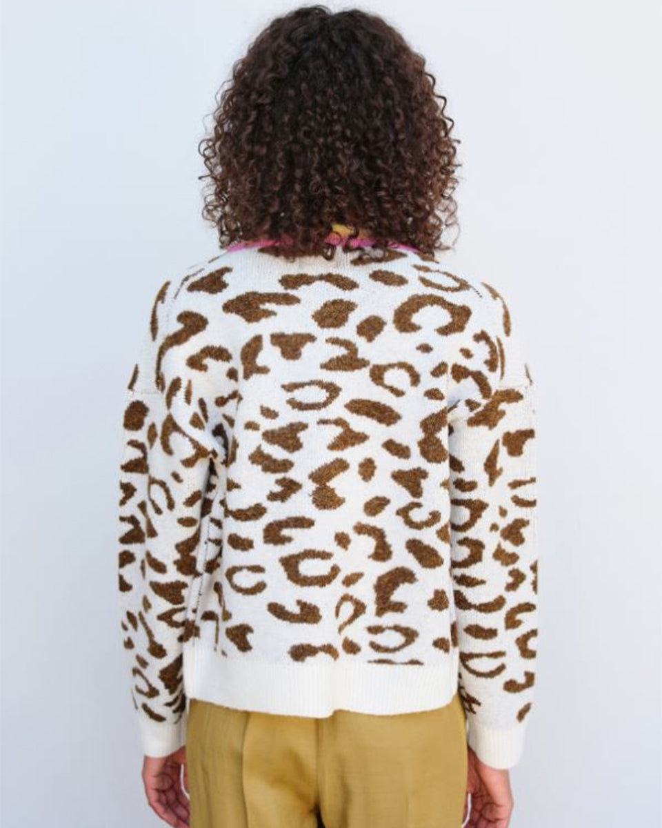 Leopard Boxy Cardigan-Sweaters-Sundry-Cream/Sorbet • Sundry-XS-Mercantile Portland