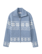 Lesly Collar Fair Isle Jacket-Sweaters-27 Miles-Azure-XS-Mercantile Portland