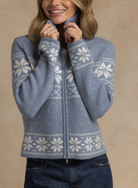 Lesly Collar Fair Isle Jacket-Sweaters-27 Miles-Azure-XS-Mercantile Portland