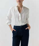 Letitia Blouse in White Poplin-Shirts-Mashburn-White-XS-Mercantile Portland