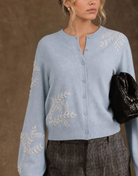 Lilah Embroidered Cardigan in Dusty Blue-Sweaters-27 Miles-Dusty Blue-XS-Mercantile Portland