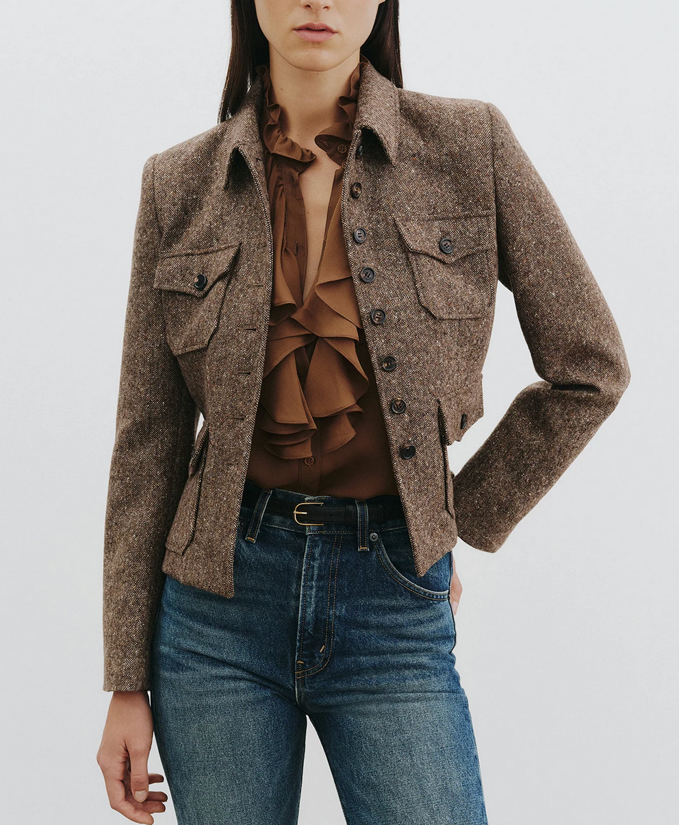 Lily Silk Blouse in Cognac-Shirts-Nili Lotan-Cognac-XS-Mercantile Portland