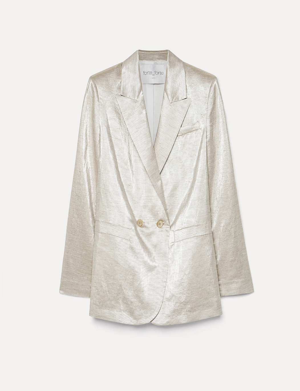 Linen and Lurex Double-Breasted Jacket-Jackets-Forte Forte-0-Lucente-Mercantile Portland