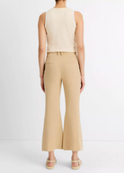 Linen-Blend Crop Flare Trouser-Clothing-Vince-Pale Nut-00-Mercantile Portland